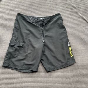 Hurley USC Trojans Shorts Men 34 Black Beach Swim Outdoors Weekend Vacation.